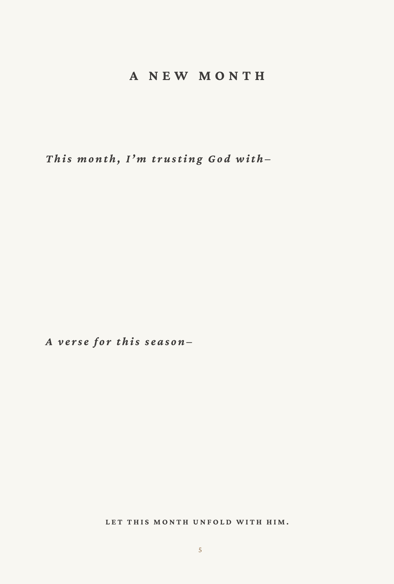 Monthly reset preview page one